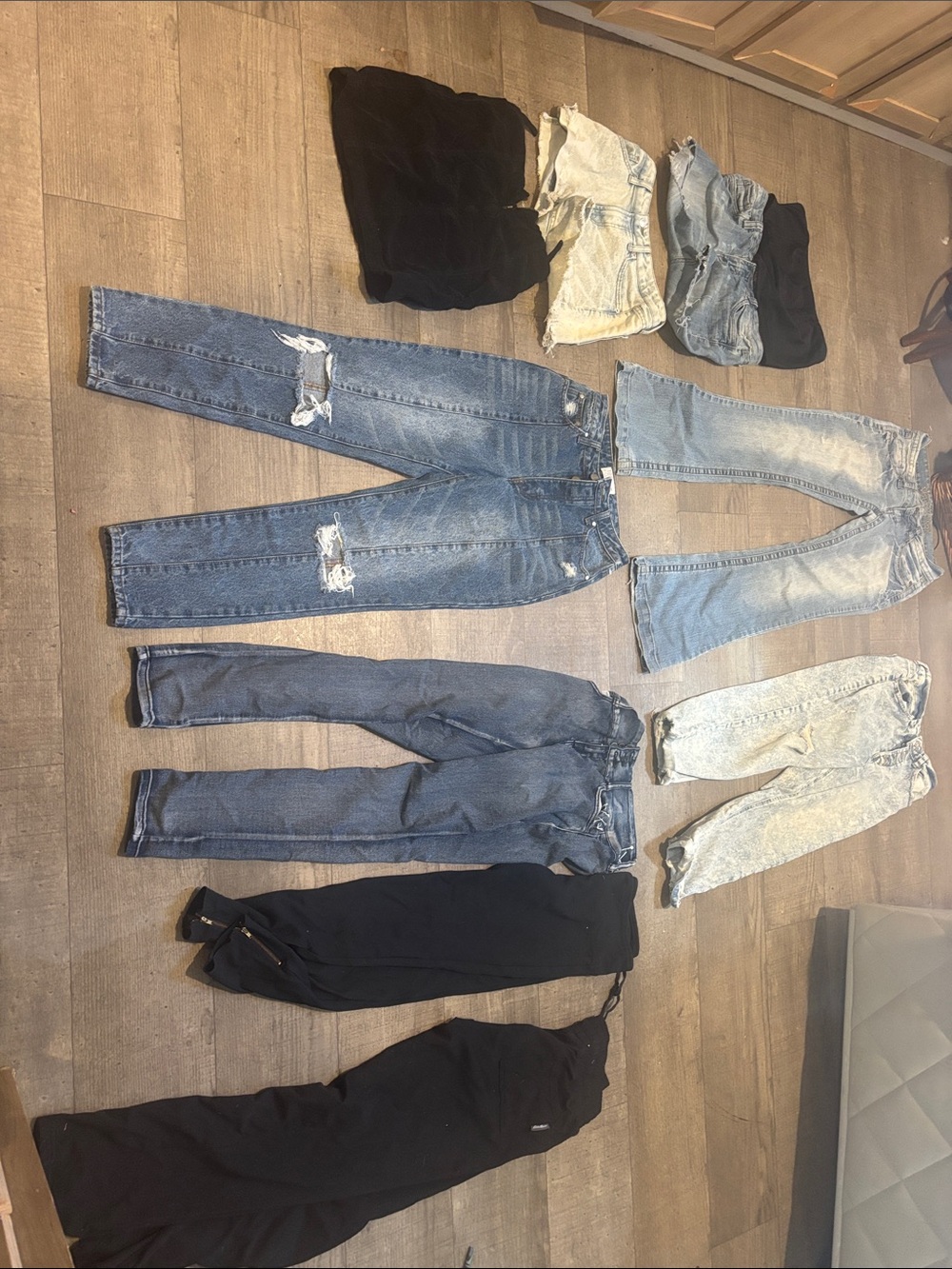 Bundle of Women’s Blue Distressed Straight-Leg Jeans and short shorts